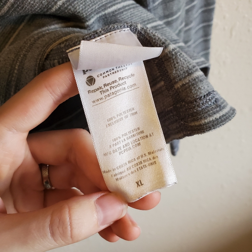 PATAGONIA Gray Striped Quarter Zip Sweater - Picture 5 of 5
